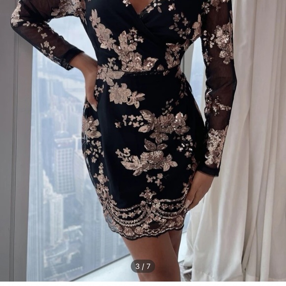 NWT Dressy Black Dress with sequins - Picture 3 of 6